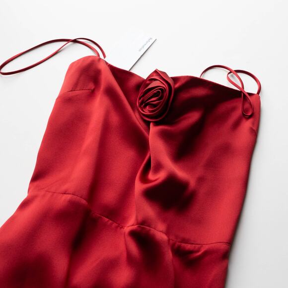 NWT REFORMATION Red Frankie Rosette Sleeveless Silk Maxi Dress Size 8 - Picture 5 of 8